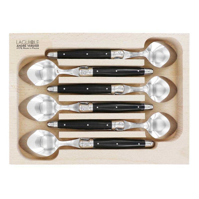 Andr&eacute; Verdier Laguiole Dinner Spoon 6 Piece Set - Black image number 0