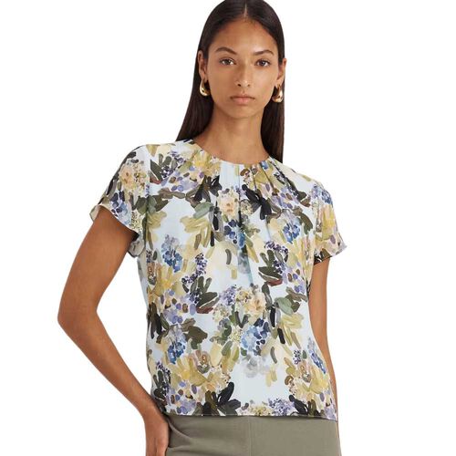 SABA Grove Silk Tuck Detail Top
