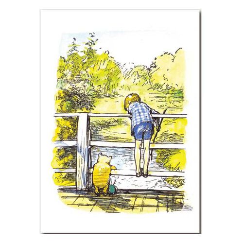 Blue Island Press Pooh&Christopher Robin On The Bridge Card