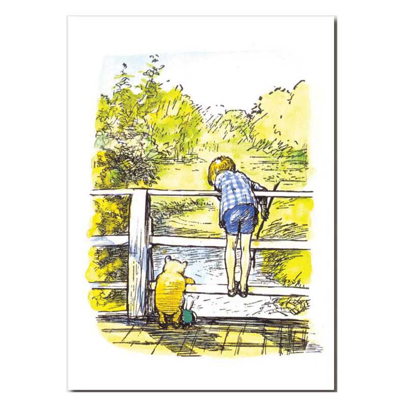 Blue Island Press Pooh&Christopher Robin On The Bridge Card image number 0