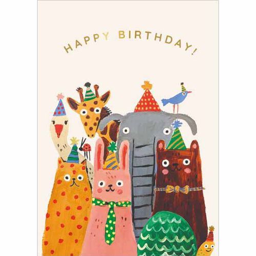 Happy Birthday Animals Foil Card