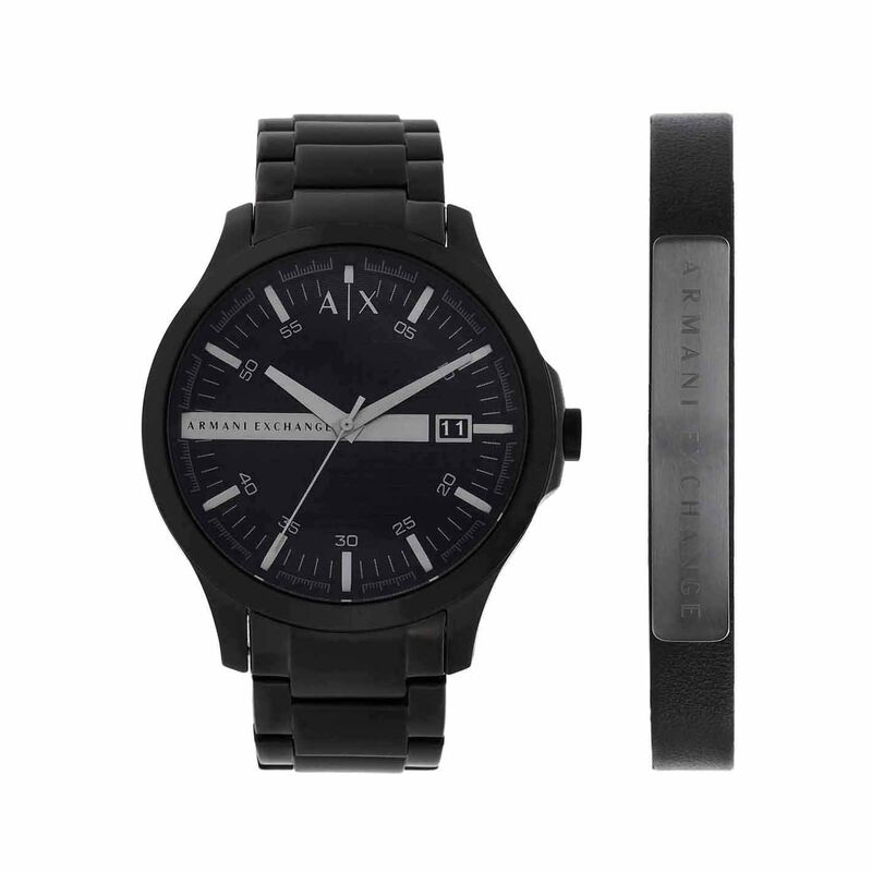 Armani Exchange AX Stainless Steel Quartz Dress Watch + Bracelet Set image number 0