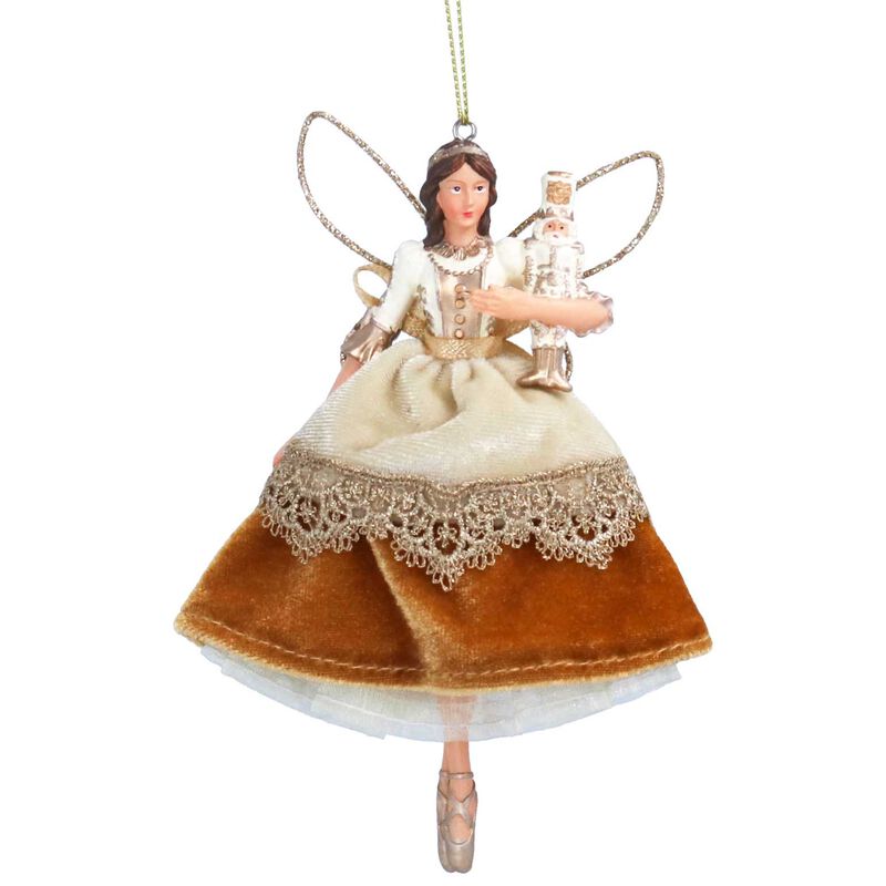 Gisela Graham Cream & Gold Resin/Fabric Nutcracker Fairy Dec image number 0