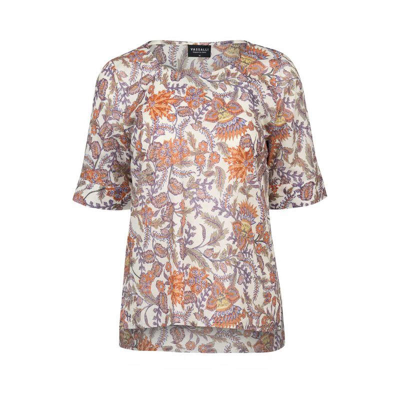 Vassalli Round Neck Top With Elbow Length Sleeve image number 2