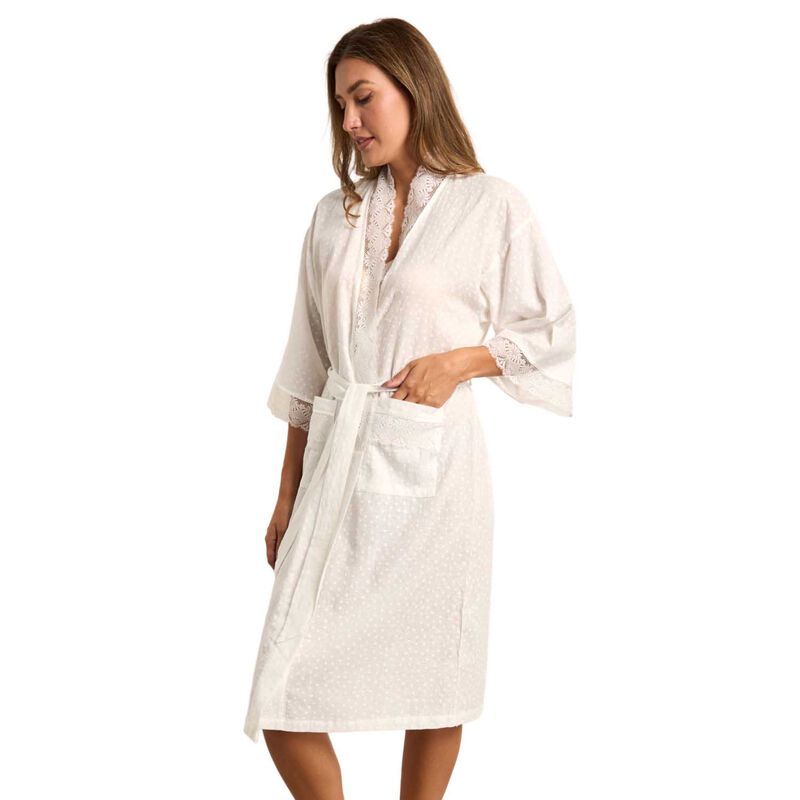 Cottonreal Honeycomb Jaquard Embossed Daisy Kimono Wrapover image number 0