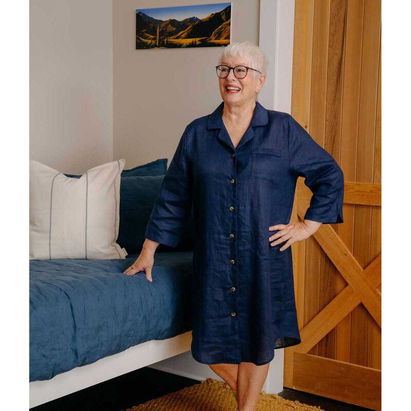 MM Linen Navy Linen Nightshirt image number 1