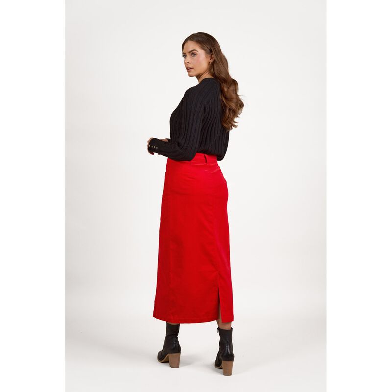 Vassalli Mid Length Cord Skirt With Front Panel Seams image number 1