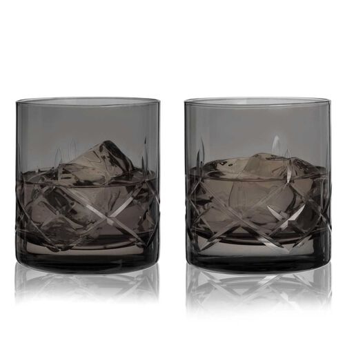 Admiral Cut Crystal Rocks Glasses In Smoke By Viski®