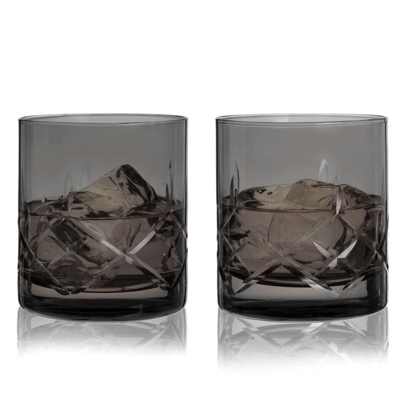 Admiral Cut Crystal Rocks Glasses In Smoke By Viski® image number 0