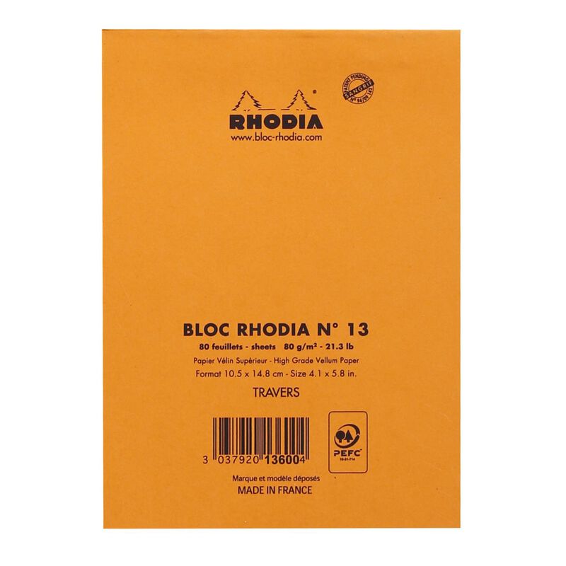Rhodia Bloc Pad No. 13 A6 Lined Orange image number 1