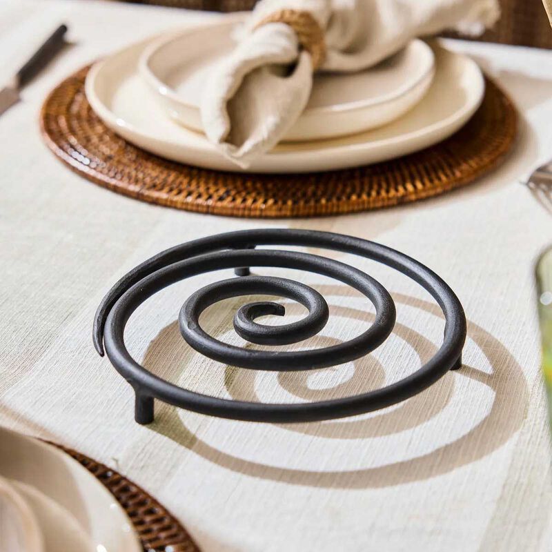 French Country Spiral Forged Trivet Black image number 1