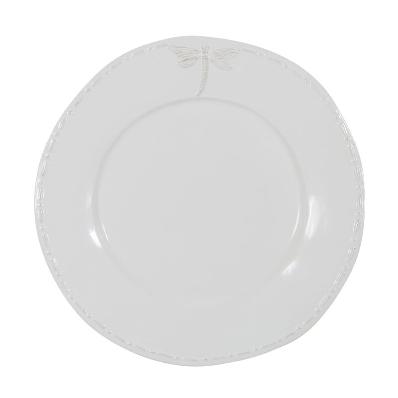 French Country Dragonfly Stoneware White Dinner Plate image number 0
