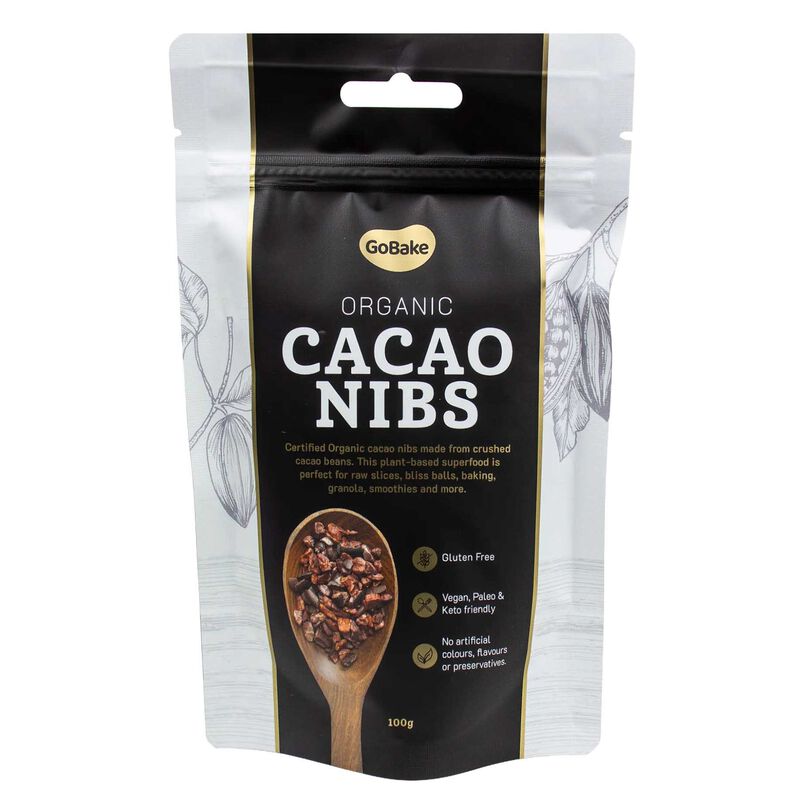 GoBake Raw Organic Cacao Nibs 100g image number 0
