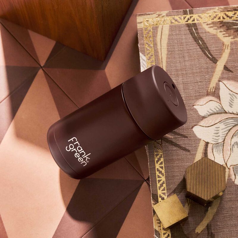 frank green 12oz Ceramic Cup with Push Button Lid Chocolate image number 1