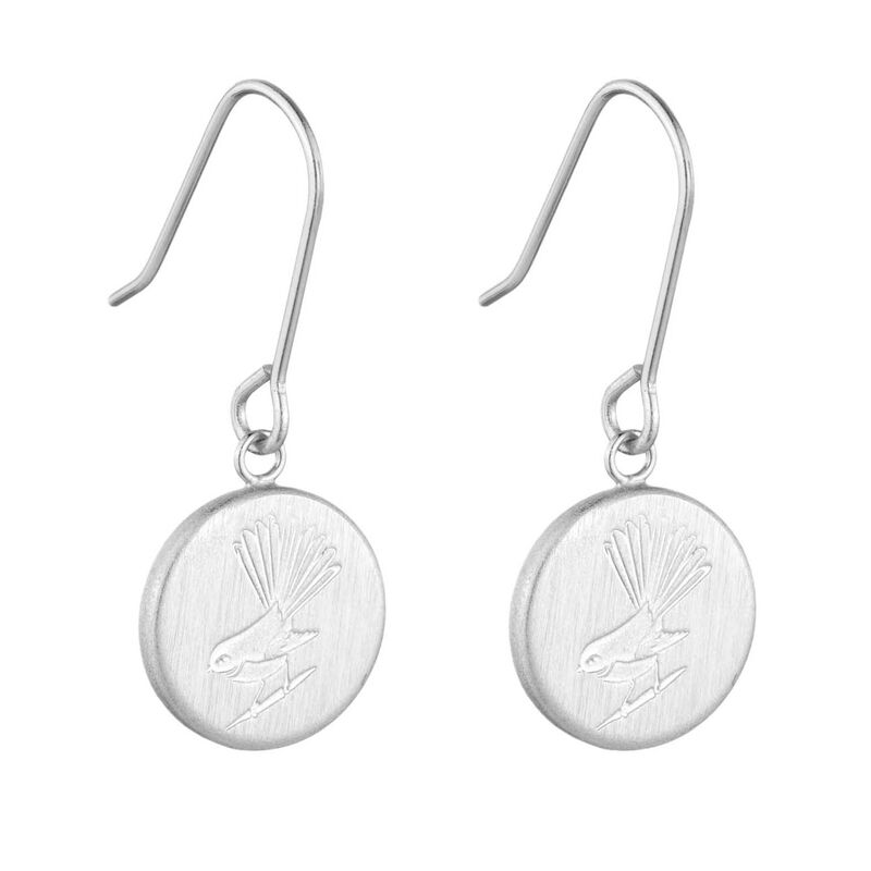 Little Taonga Round Fantail Pendant Earrings - Silver image number 0