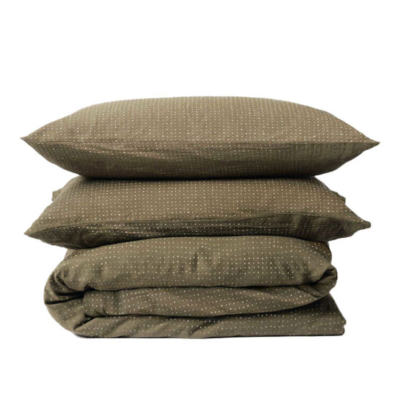 Citt&agrave; Inku Organic Cotton Linen Duvet Cover Olive Q 210x210cm image number 0