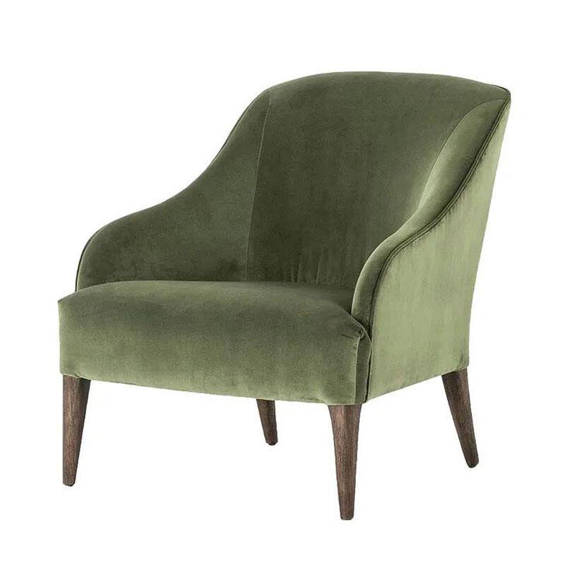 French Country Lupita Olive Velvet Lounge Chair image number 0