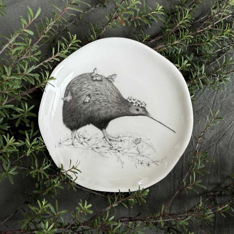 Katy Hayward Trinket Dish - Walking With Aroha - Brown Kiwi image number 0