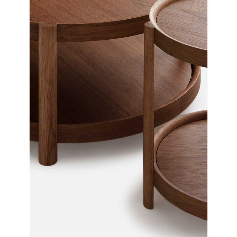Citt&agrave; Column Coffee Table Walnut Plywood 80cmdia x 38cmh image number 2