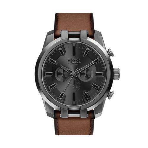 Diesel Split Chronograph Brown Leather Watch