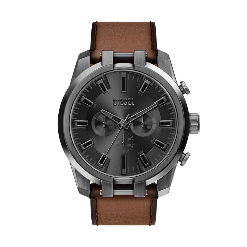 Diesel Split Chronograph Brown Leather Watch image number 0
