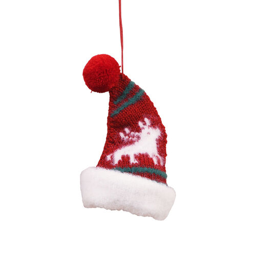 Maytime Felt Hanging Christmas Hat Red With White Detail