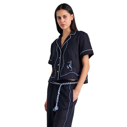JAG Seahorse Linen Crop Ss Shirt