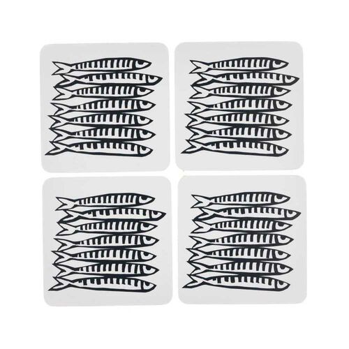 Shoeless Joe Sardine Indigo Cork Backed Coasters 4Pc