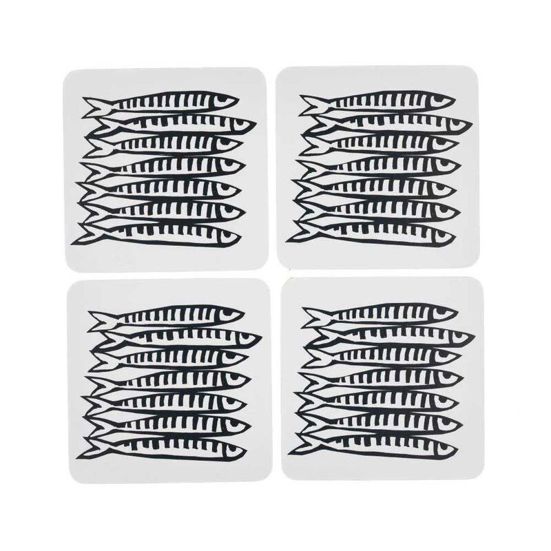 Shoeless Joe Sardine Indigo Cork Backed Coasters 4Pc image number 0