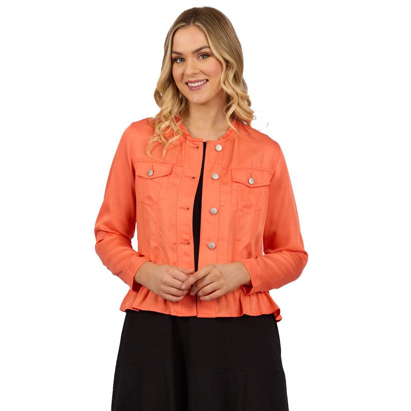 Vassalli Button Up Jacket With Frill Hem image number 4