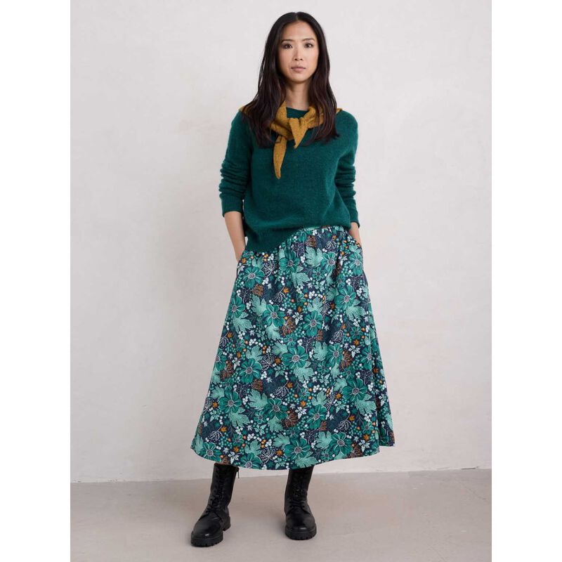 Seasalt Cornwall Tawny Owl Skirt Winter Camellia Dark Jade image number 3