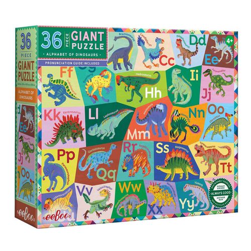 Eeboo  36Pc Giant Puzzle Alphabet Of Dinosaurs