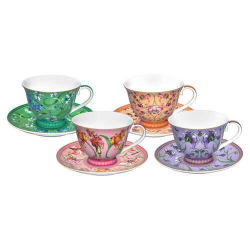 Maxwell & Williams EMM Tall Cup & Saucer 230ml Set Of 4 Gift Boxed