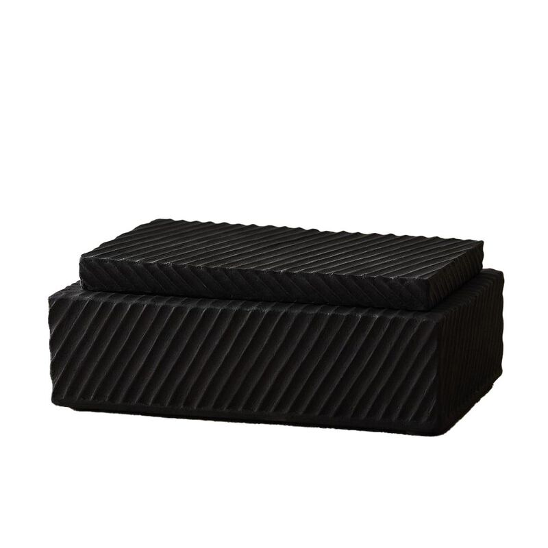 West Elm Asher Dec Box Earthenware Rectangle Black image number 0