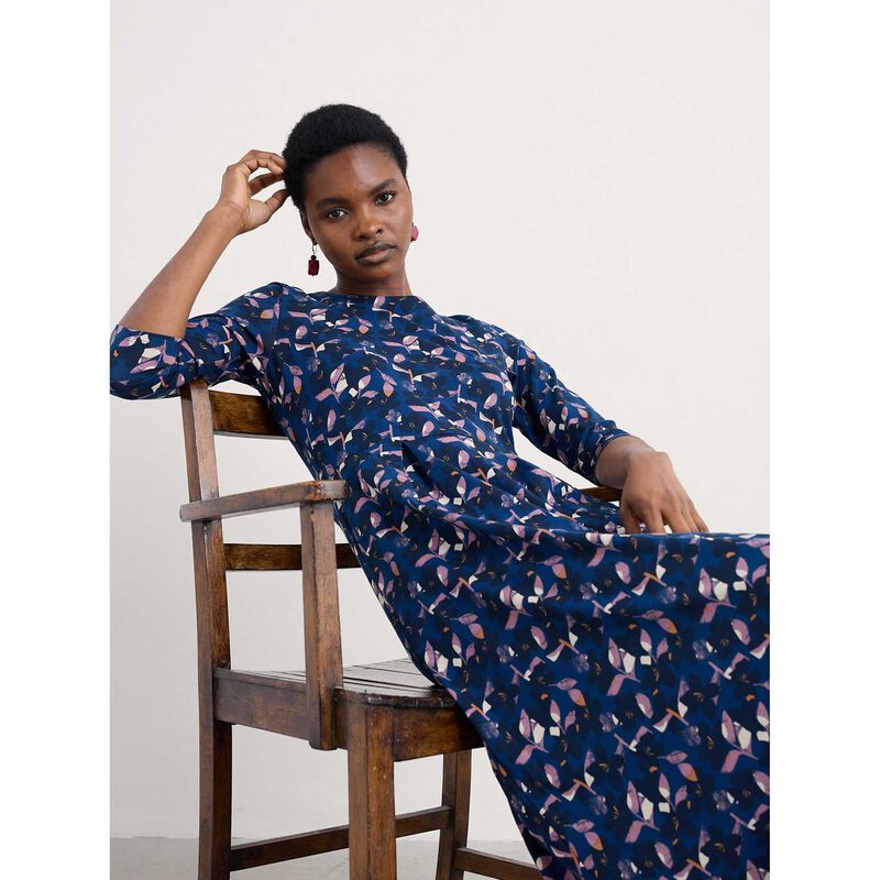 Seasalt Cornwall Veronica Dress Macro Flower Marine image number 2