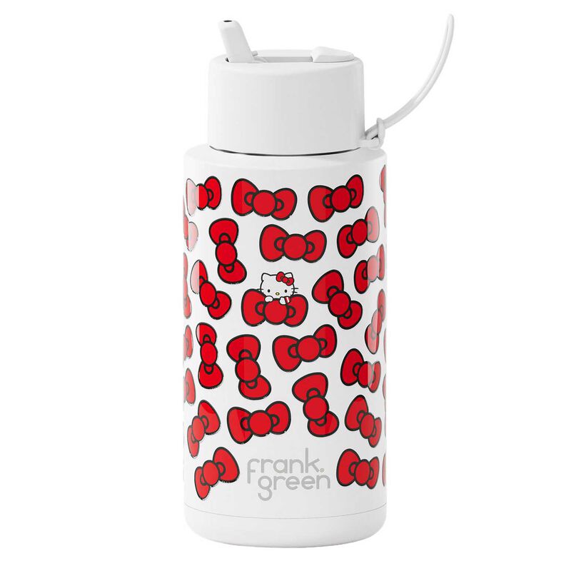frank green 34oz Reusable Bottle Hello Kitty w Flip Straw Lid (Bow Edition) image number 3