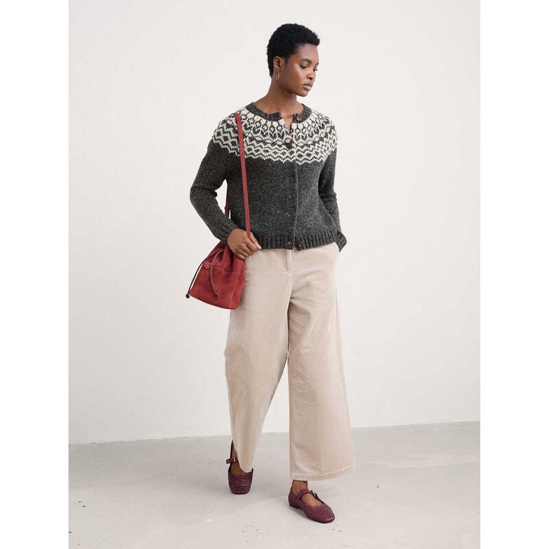 Seasalt Cornwall Port Kinnis Cardigan Merino Wag Tail Coal Aran image number 3