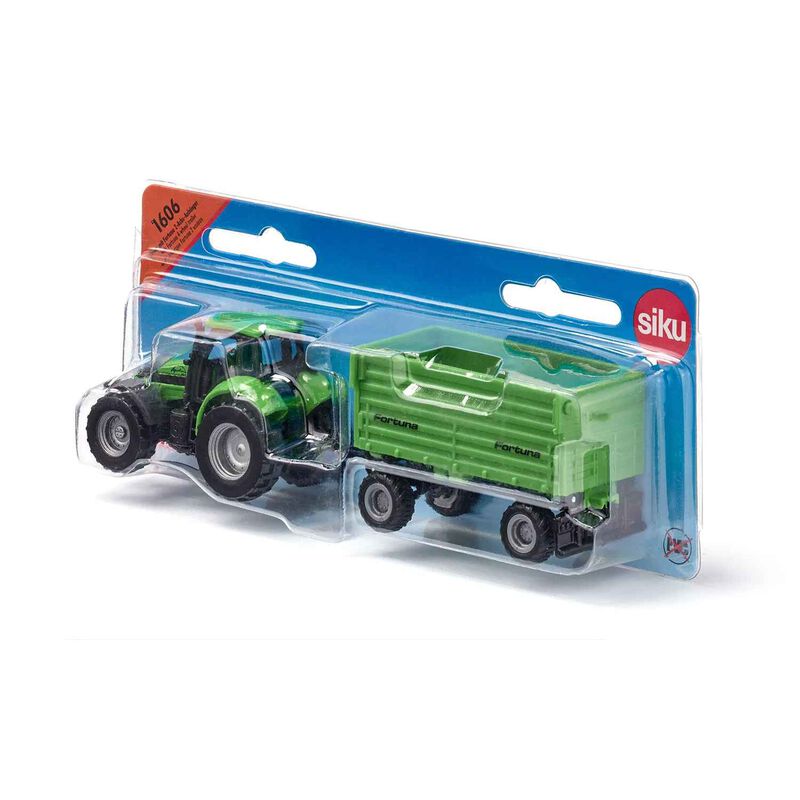 Siku 1606 DEUTZ-FAHR with Fortuna 4-Wheel Trailer image number 3