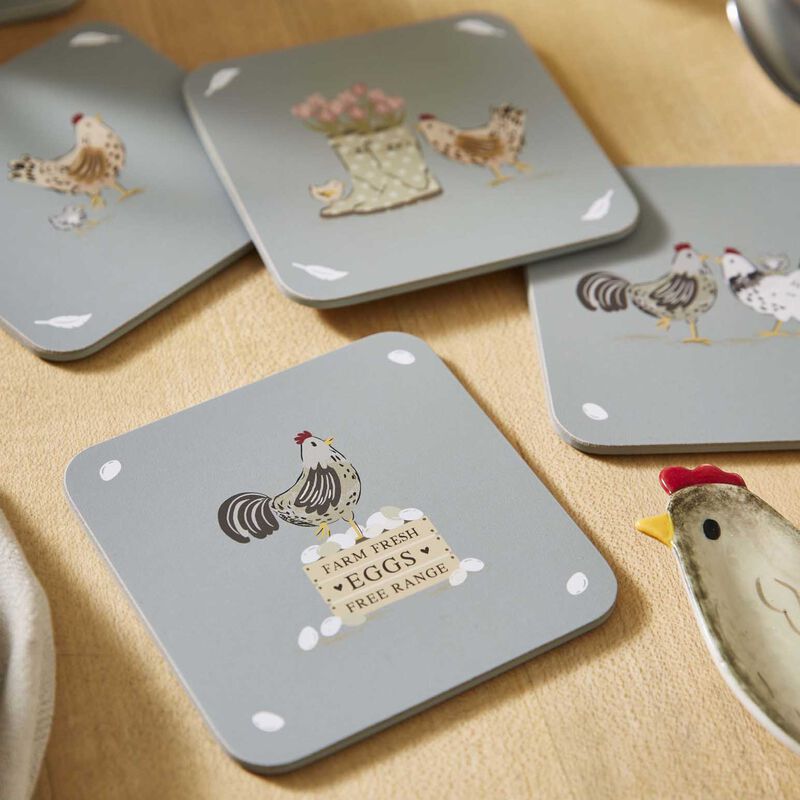 Cooksmart Hen House Lane Set Of 4 Coasters image number 1