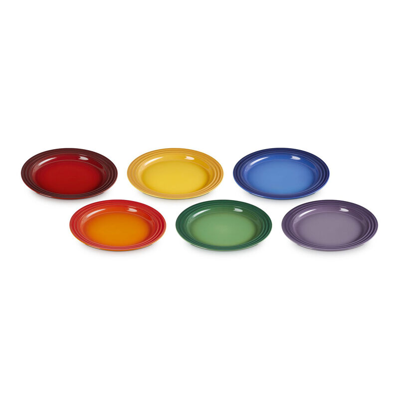 Le Creuset Stoneware Rainbow Set of 6 Side Plates 22cm image number 0