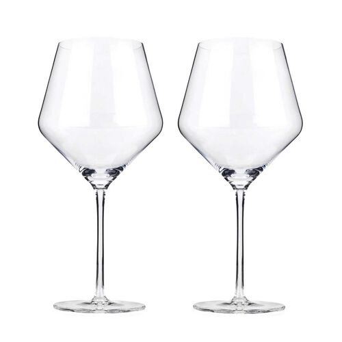 Viski Raye Crystal Burgundy Glasses Set Of 2