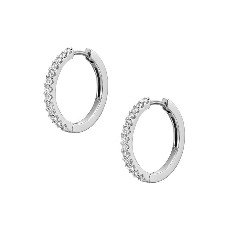 Fossil Ellis Pav&eacute; Glitz Stainless Steel Hoop Earrings image number 0