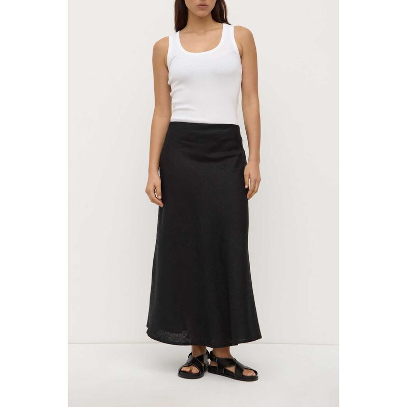 Assembly Label Melody Linen Bias Skirt Black image number 3