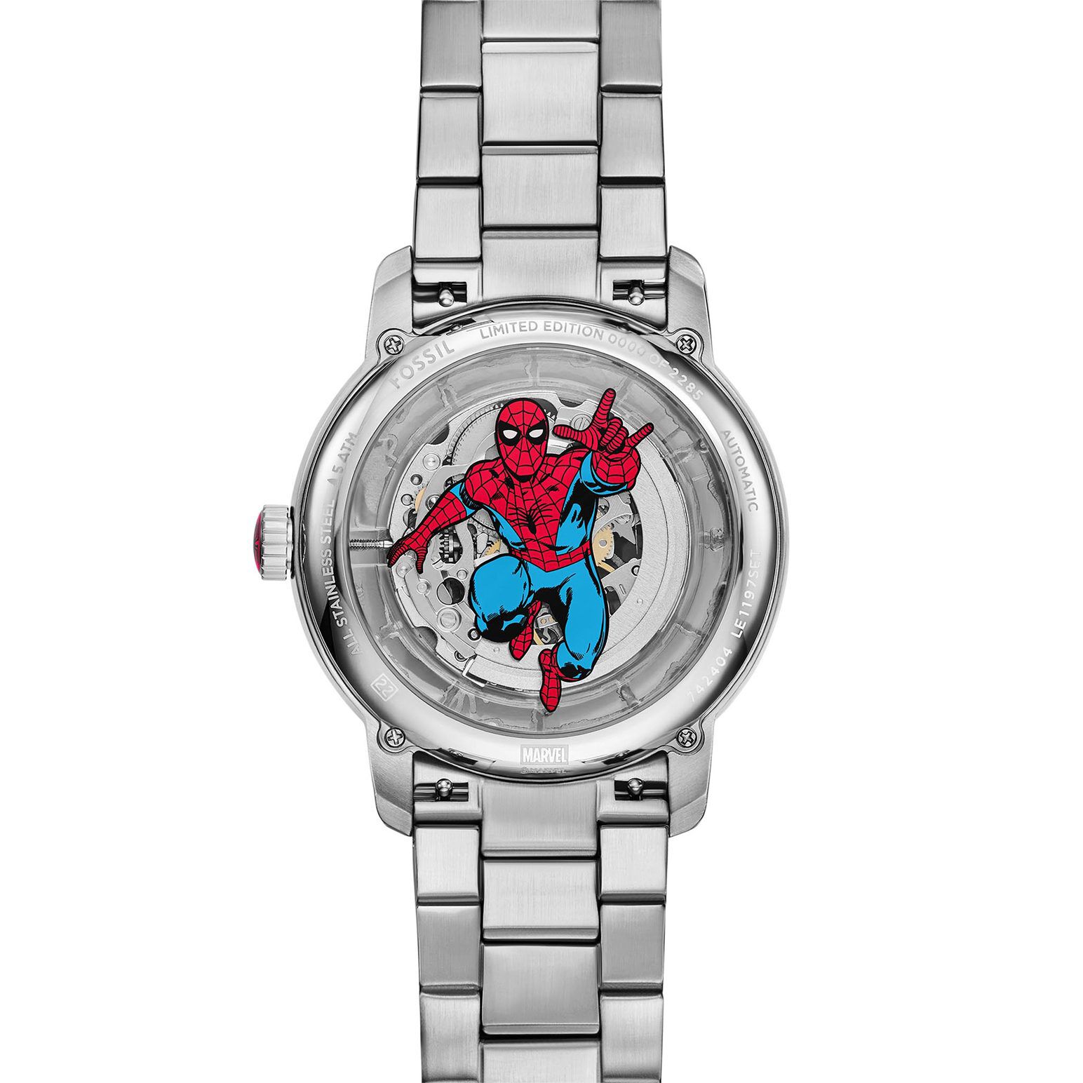 Marvel x Fossil Spider Man Limited Edition Automatic Stainless Steel Watch Ballantynes Department Store