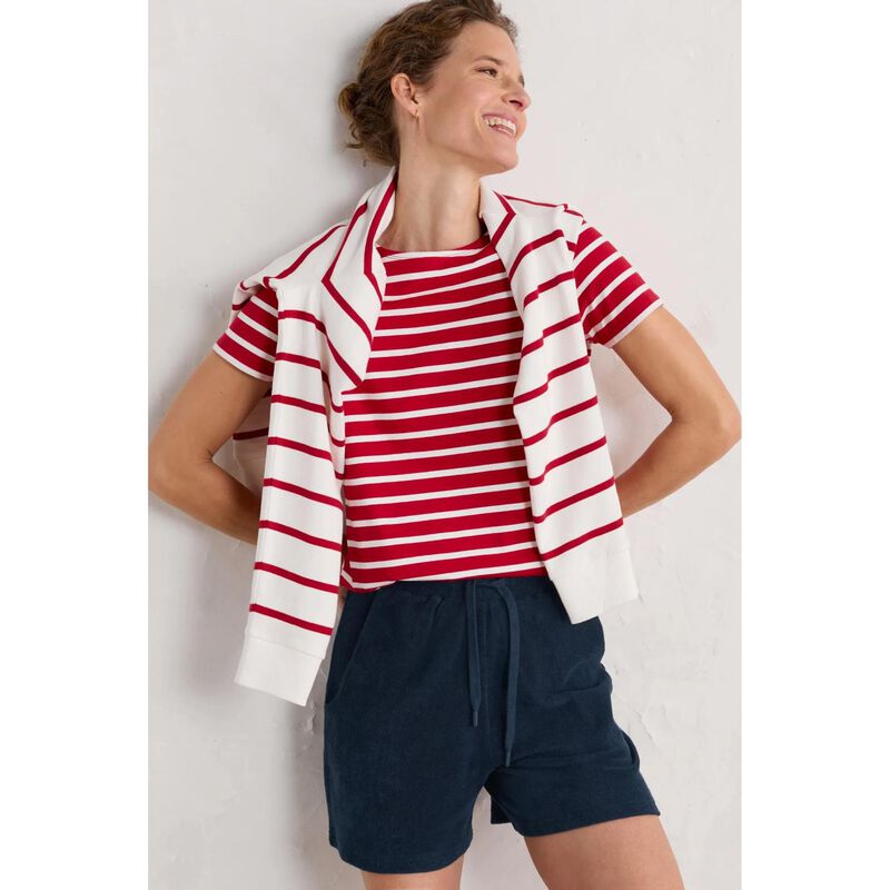 Seasalt Cornwall Sailor T-Shirt Breton Rudder Chalk image number 3