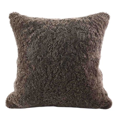 MM Linen Short Wool Sheepskin Cushion 50x50 - Mushroom
