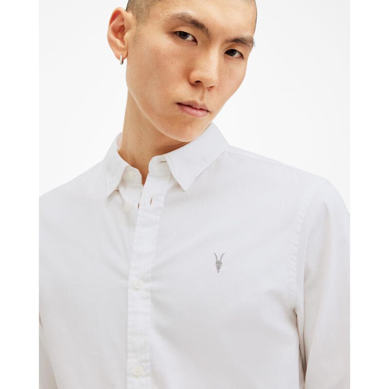 AllSaints Hawthorne Ramskull Stretch Fit Shirt image number 14