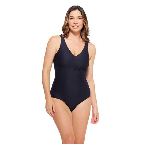 Togs Black Textured Surplice Swimsuit