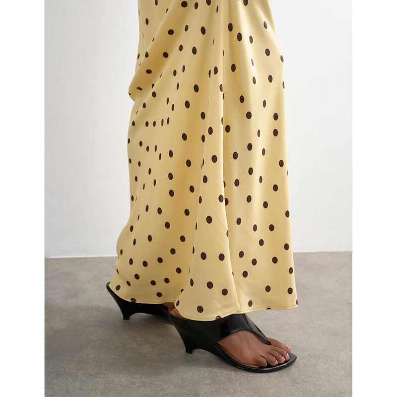 TOPSHOP Malene Polka Dot Satin Skirt image number 2