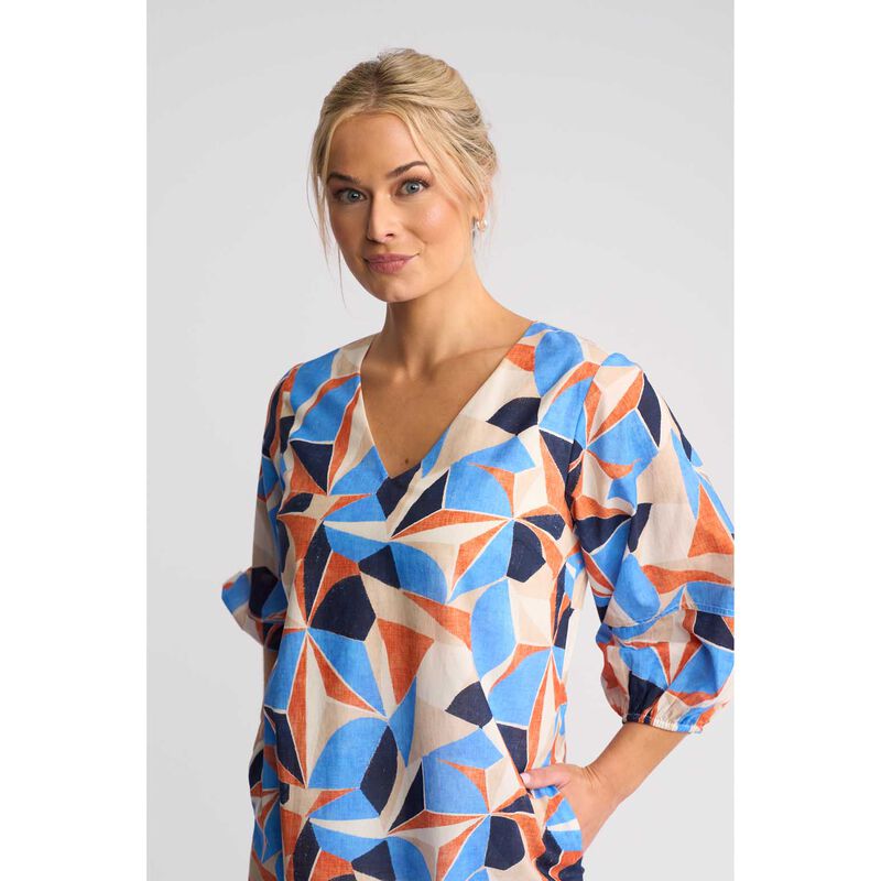 Vassalli Printed V Neck Dress image number 2